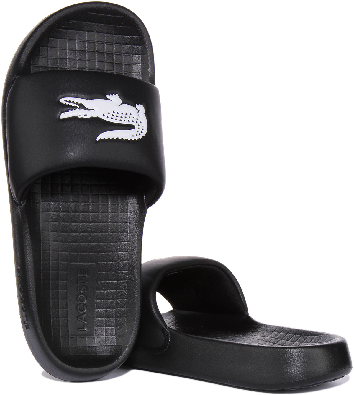 Lacoste Serve Slide 1.0 Croco In Black White For Men Pool