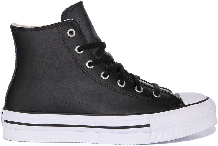 Converse Chuck Taylor All Star EVA Lift Hi Zapatillas de piel con cordones para jóvenes en negro blanco