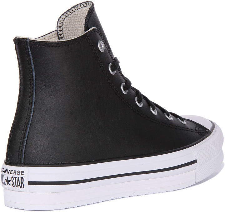 Converse Chuck Taylor All Star EVA Lift Hi Zapatillas de piel con cordones para jóvenes en negro blanco