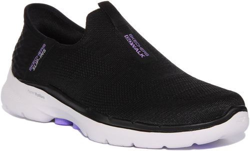 Skechers Go Walk 6Fabulous View Zapatillas deportivas de malla de punto para mujer en negro blanco