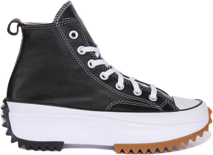 Converse Run Star Hike Hi Scarpe da ginnastica allacciate in pelle con piattaforma da in nero bianco