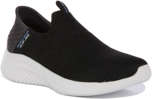 Skechers SlipIns: Ultra Flex 3.0Smooth Step Zapatillas de malla de punto para mujer en negro blanco
