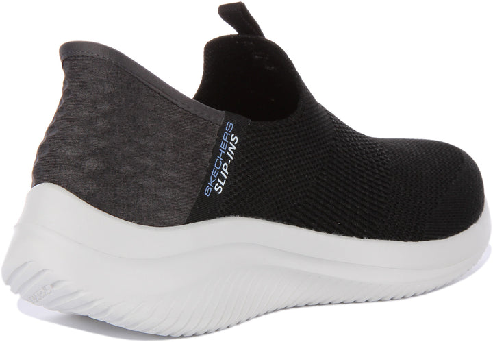 Skechers SlipIns: Ultra Flex 3.0Smooth Step Zapatillas de malla de punto para mujer en negro blanco
