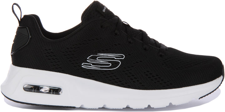 Skechers Skech Air CourtSlick Avenue Baskets à lacets en maille pour femmes en noir blanc