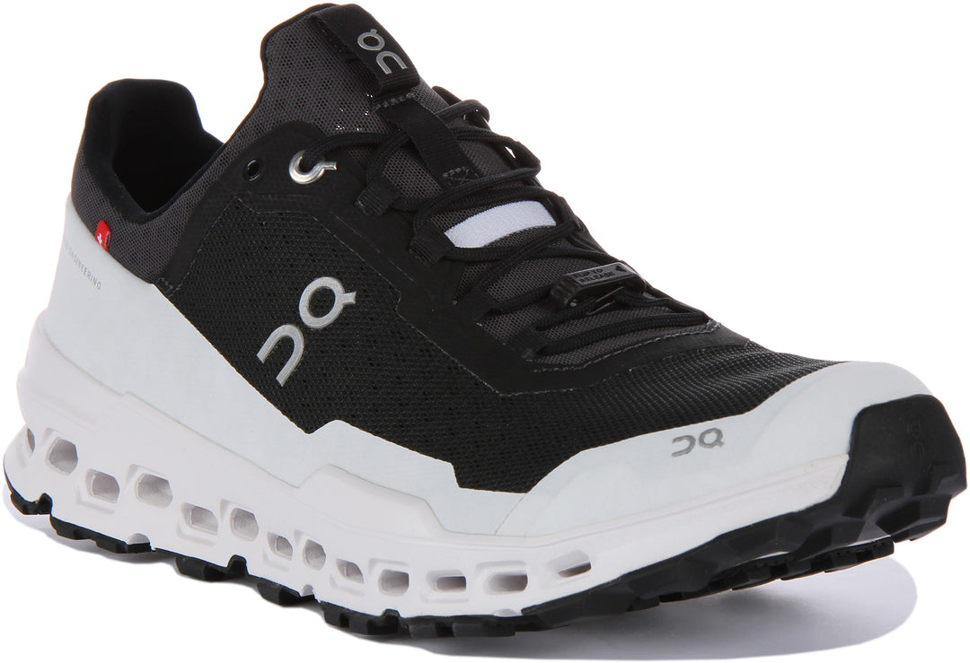 On Running Cloudultra Zapatillas de correr trail de malla para hombre en negro blanco