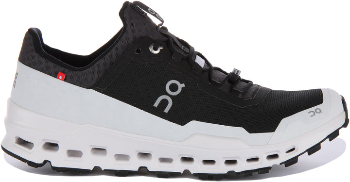 On Running Cloudultra Zapatillas de correr trail de malla para hombre en negro blanco