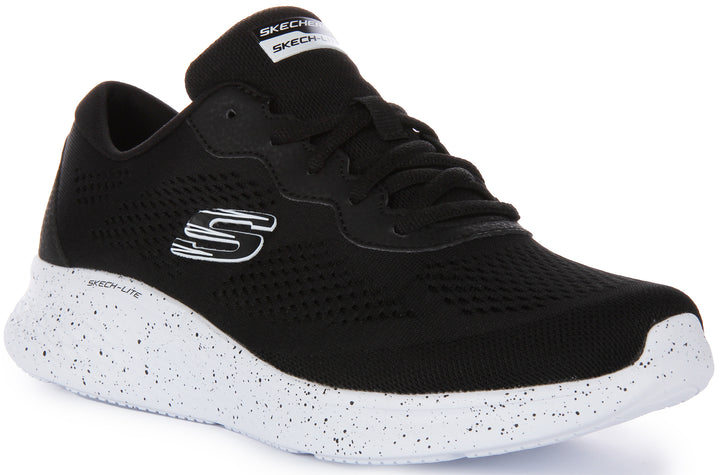 Skechers SkechLite Pro Zapatillas con cordones de malla vegana para mujer en negro blanco