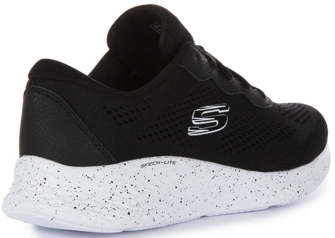 Skechers SkechLite Pro Zapatillas con cordones de malla vegana para mujer en negro blanco