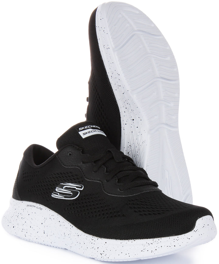 Skechers SkechLite Pro Zapatillas con cordones de malla vegana para mujer en negro blanco