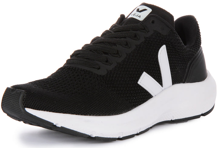 Veja Marlin VKnit Scarpe da ginnastica allacciate in maglia di poliestere da uomo in nero bianco