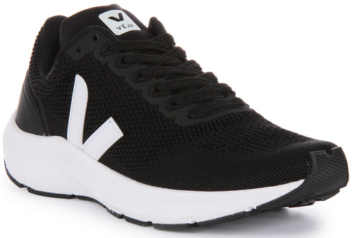 Veja Marlin VKnit Scarpe da ginnastica allacciate in maglia di poliestere da donna in nero bianco