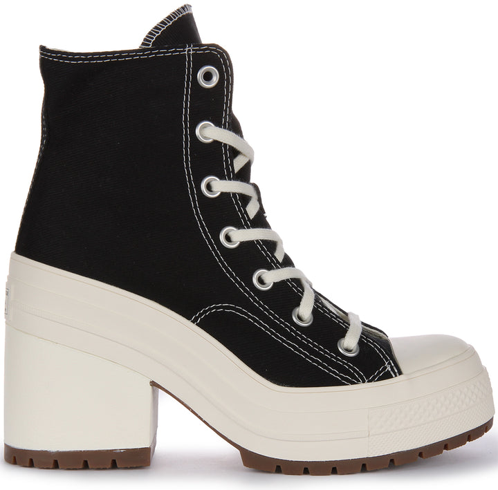 Converse Chuck 70 De Luxe Heel Baskets en toile à lacets poures en noir blanc