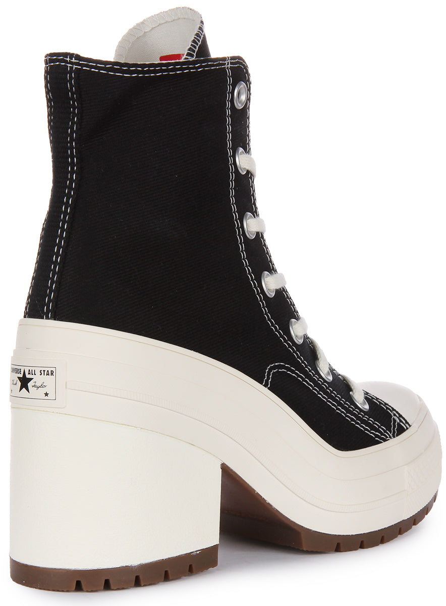 Converse A05347C Womens Lace Up Chuck 70 Heel In Black White 4feetshoes