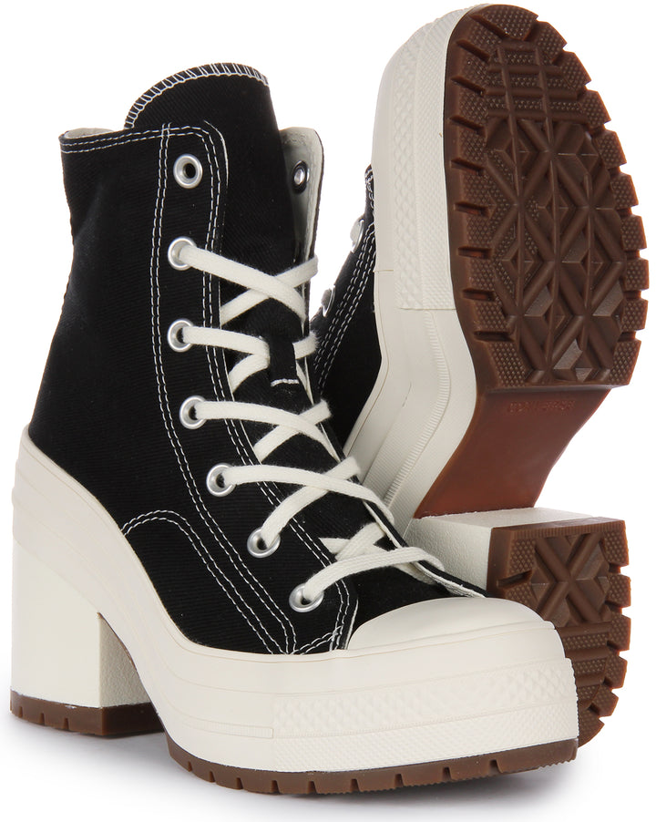 Converse Chuck 70 De Luxe Heel Baskets en toile à lacets poures en noir blanc