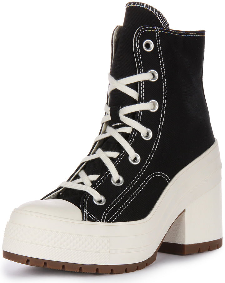 Converse Chuck 70 De Luxe Heel Baskets en toile à lacets poures en noir blanc