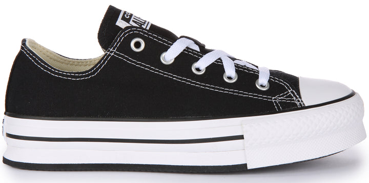 Converse Chuck Taylor All Star Lift Ox Zapatillas de lona con cordones para niños en negro blanco