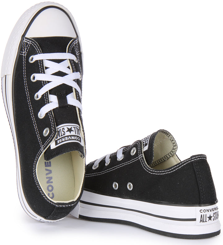 Converse Chuck Taylor All Star Lift Ox Scarpe da ginnastica con piattaforma in tela da bambini in nero bianco