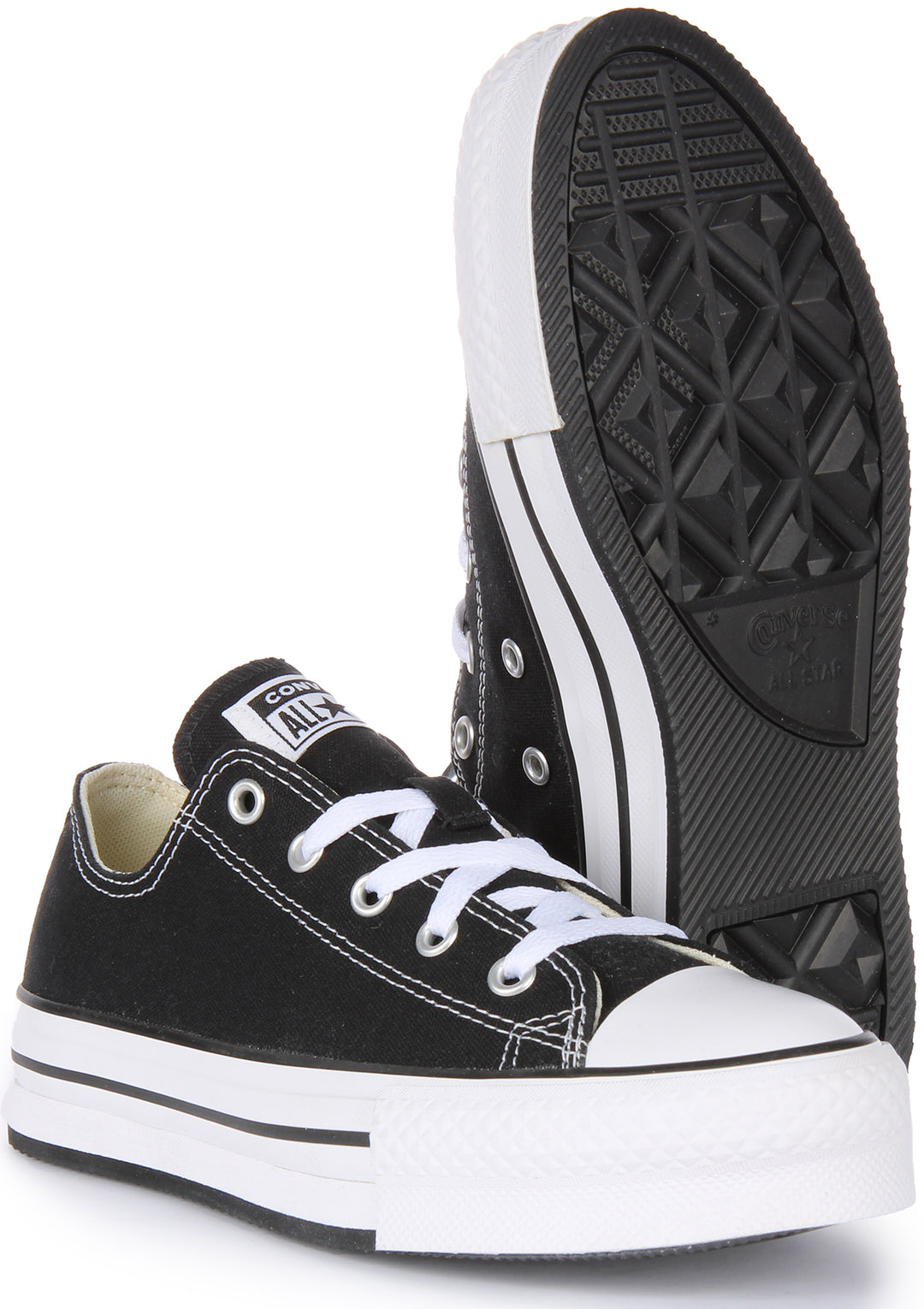 Converse Chuck Taylor All Star Lift Ox Scarpe da ginnastica con piattaforma in tela da bambini in nero bianco