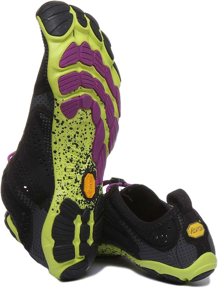 Vibram V Run Chaussures de course à lacets pour femmes en noir et jaune