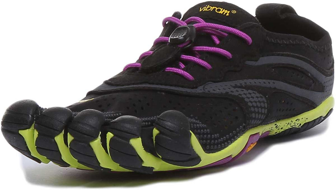 Vibram V Run Chaussures de course à lacets pour femmes en noir et jaune