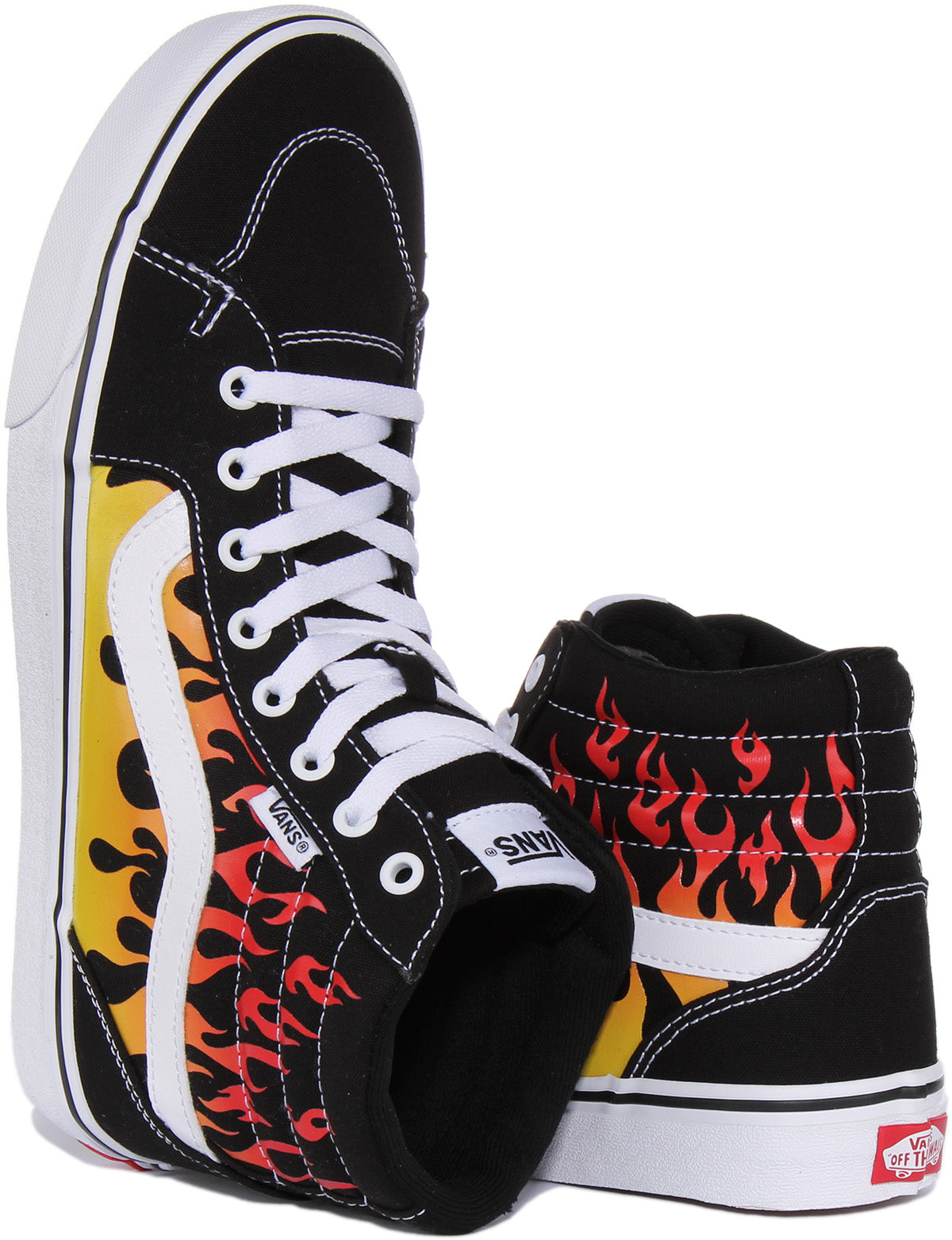 Vans Filmore Hi In Black Yellow Flame For Men