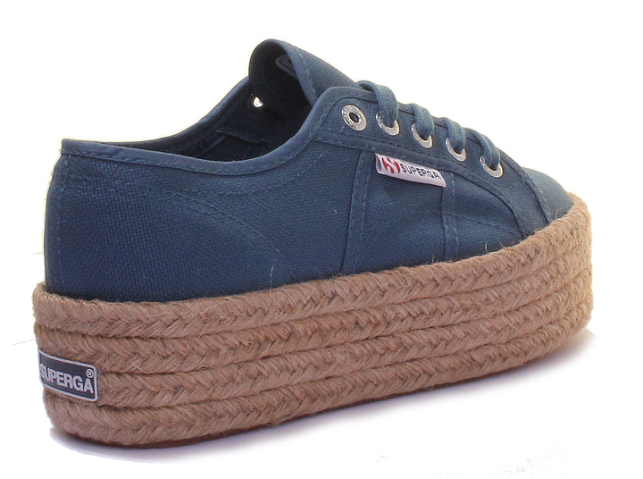 Superga 2790 Cotropew Espradrille Flatform Trainer In Blue