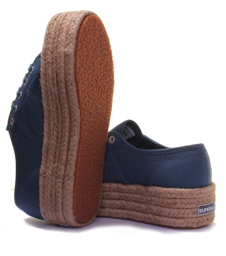 Superga 2790 Cotropew Espradrille Flatform Trainer In Blue