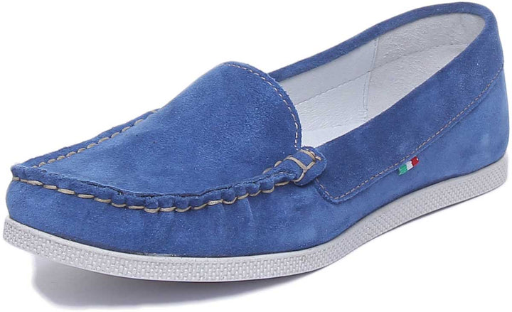 JUSTINREESS Nita Zapatos casuales de piel de ante para mujer en azul