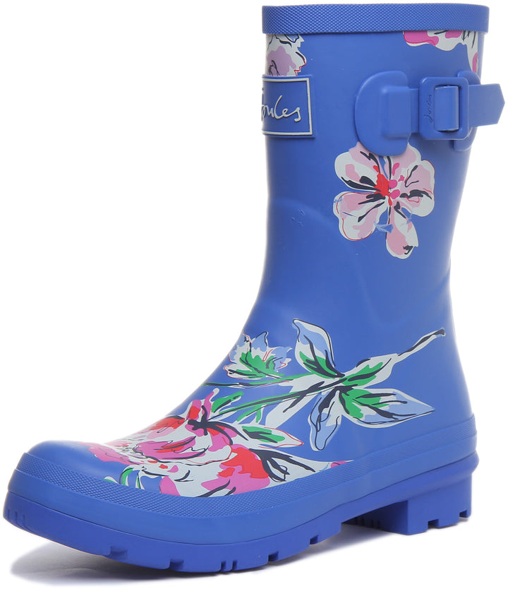 Joules Molly Welly Botas florales de media altura para mujer en azul