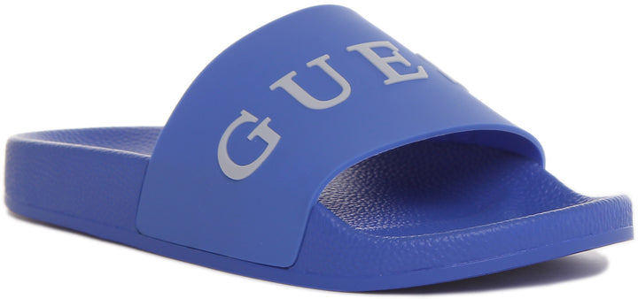 Guess Sandales de plage imprimées logo pour hommes en bleu