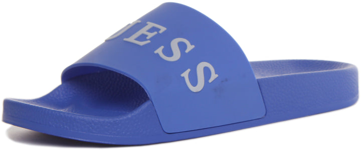 Guess Sandales de plage imprimées logo pour hommes en bleu