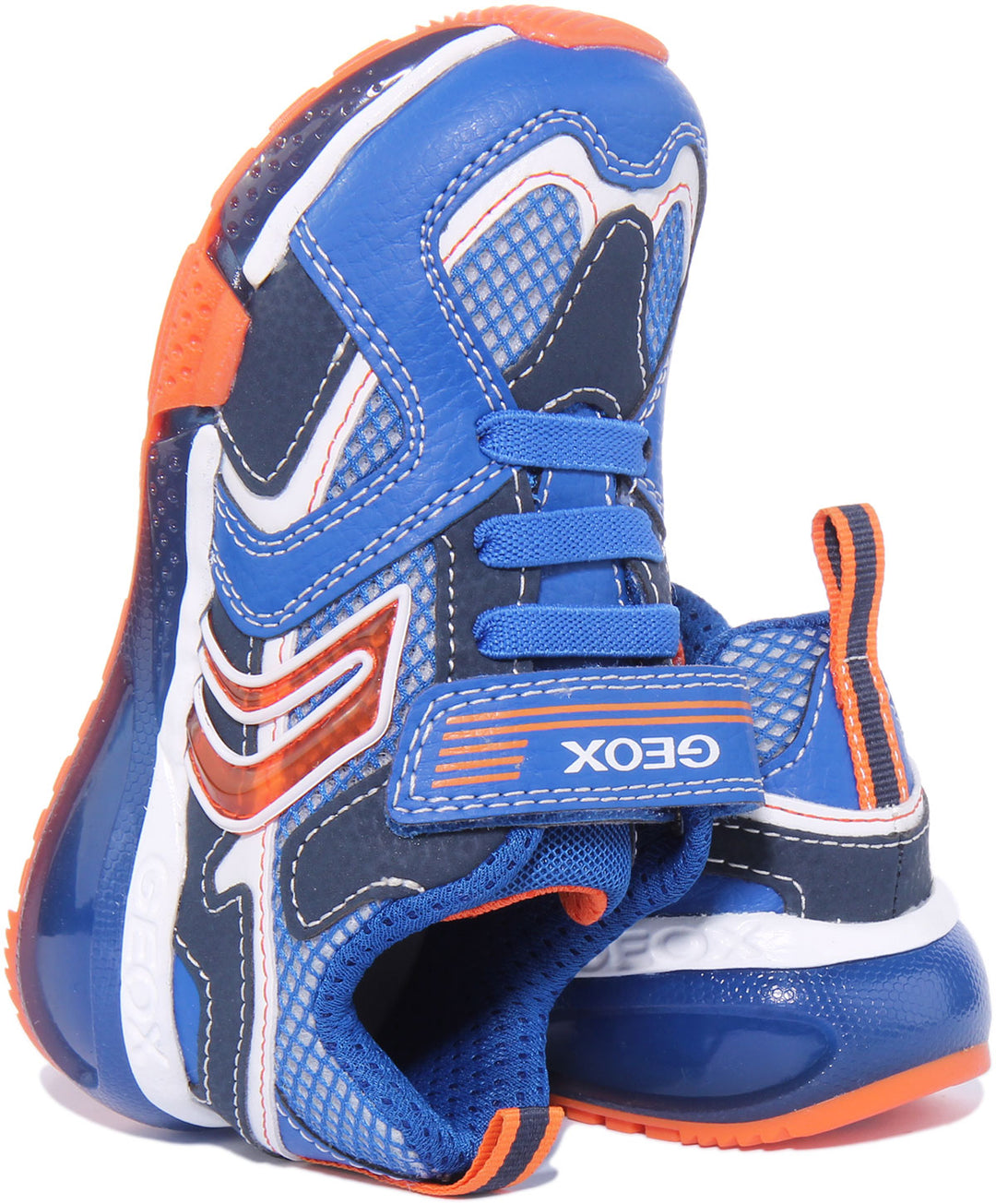 Geox J Bayonyc Zapatillas de malla sintética luminosas para niños en azul