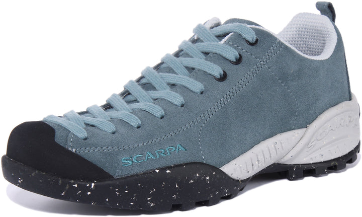 Scarpa Mojito Planet Chaussures de trail en daim écologique recyclé à lacets pour femmes en bleu