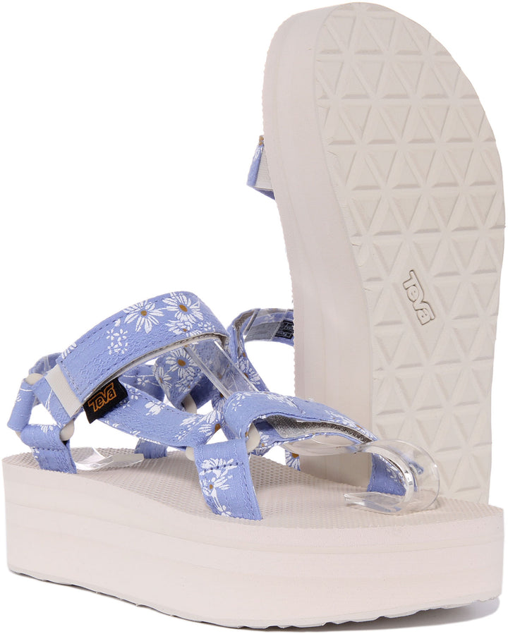 Teva Faltform Universal Sandale végane imprimé marguerite pour femme en bleu