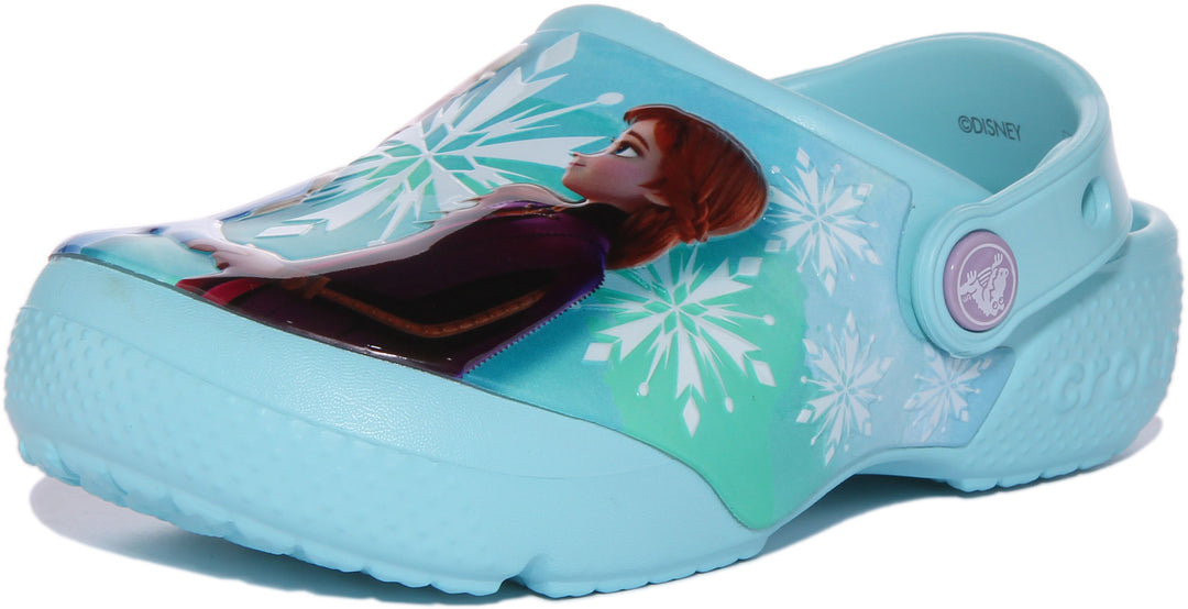 Crocs Fun Lab Sandalo zoccolo Disney Frozen stampato per bambini in blu