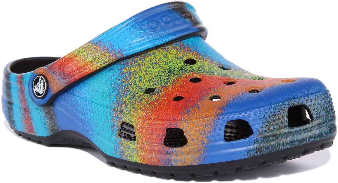 Crocs Classic Spray In Blue Tye Dye Effect Clog Sandals – 4feetshoes