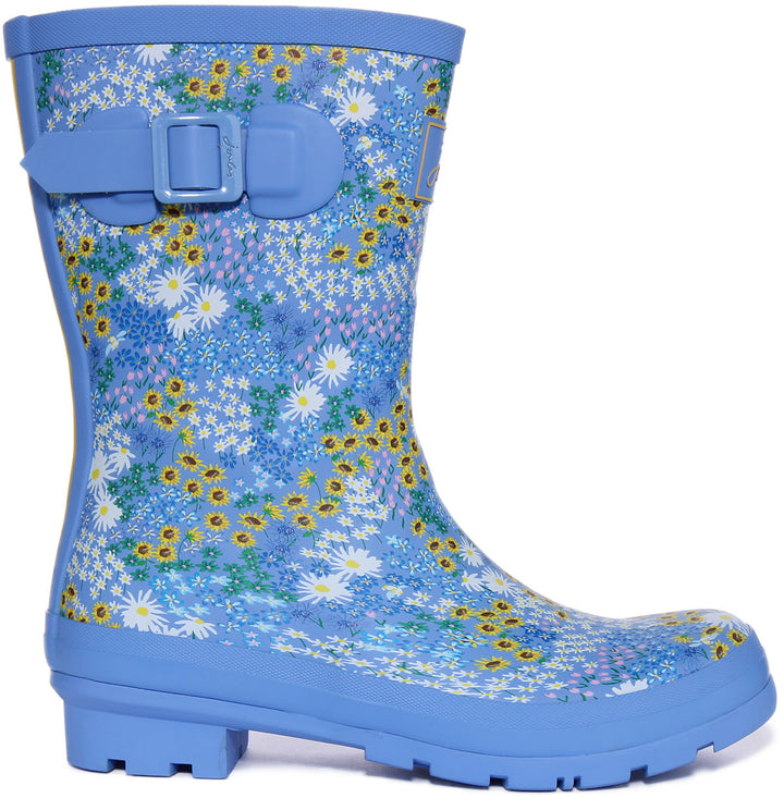 Joules Molly Welly Stivale Wellington con stampa floreale a strisce da donna in blu