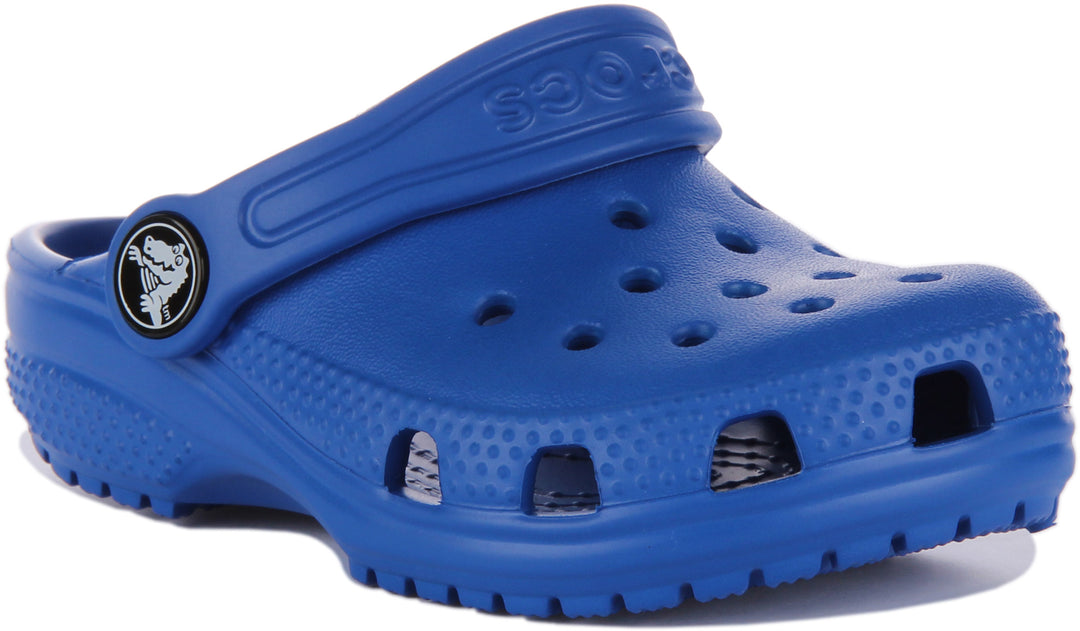 Crocs Classic Zueco con correa trasera para bebés en azul
