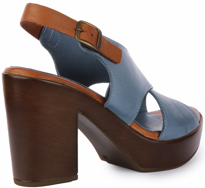 Justinreess England Vida Open Toe Sandal In Blue For Women