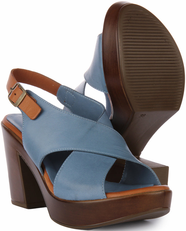 Justinreess England Vida Open Toe Sandal In Blue For Women