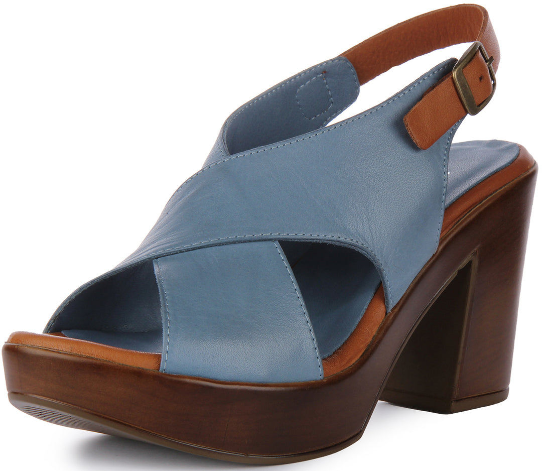 Justinreess England Vida Open Toe Sandal In Blue For Women