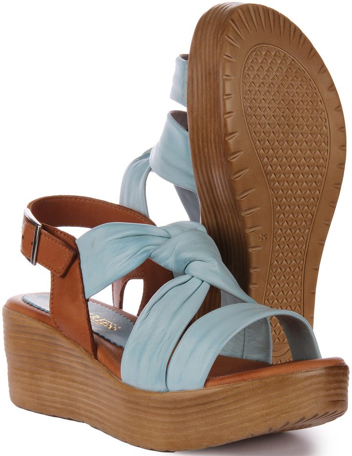 Justinreess England Raya Wedge Sandal In Blue For Women