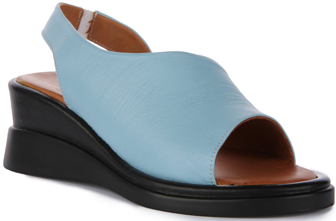 Justinreess England Nessa Wedge Sandal In Blue For Women