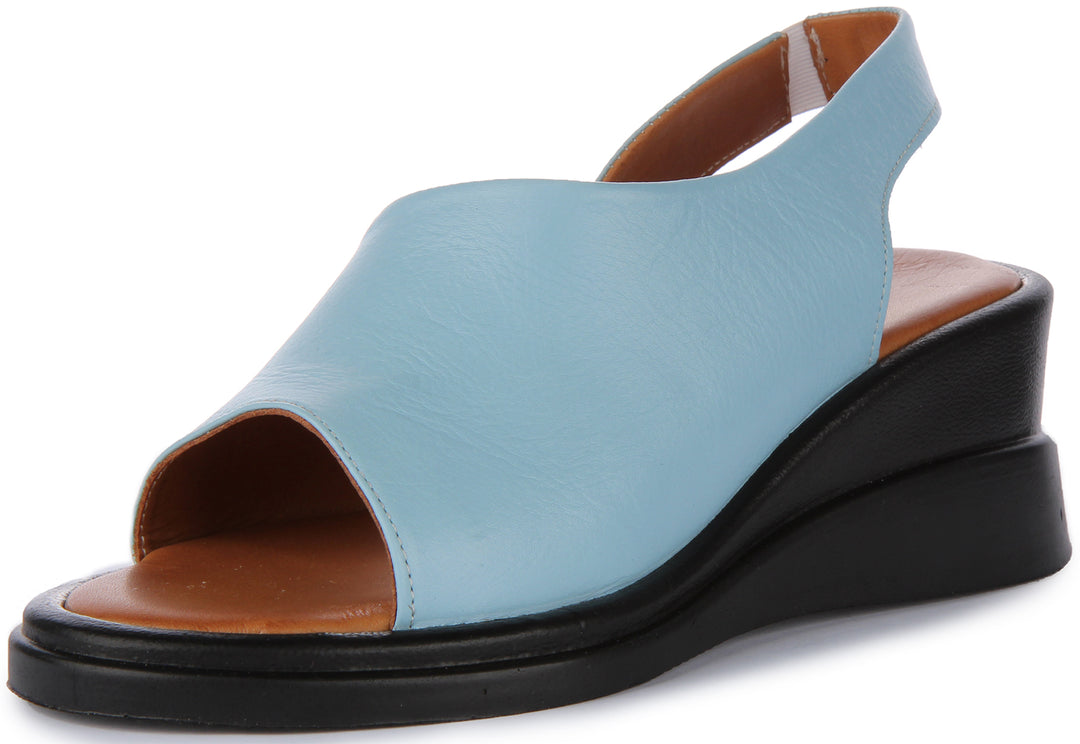 Justinreess England Nessa Wedge Sandal In Blue For Women