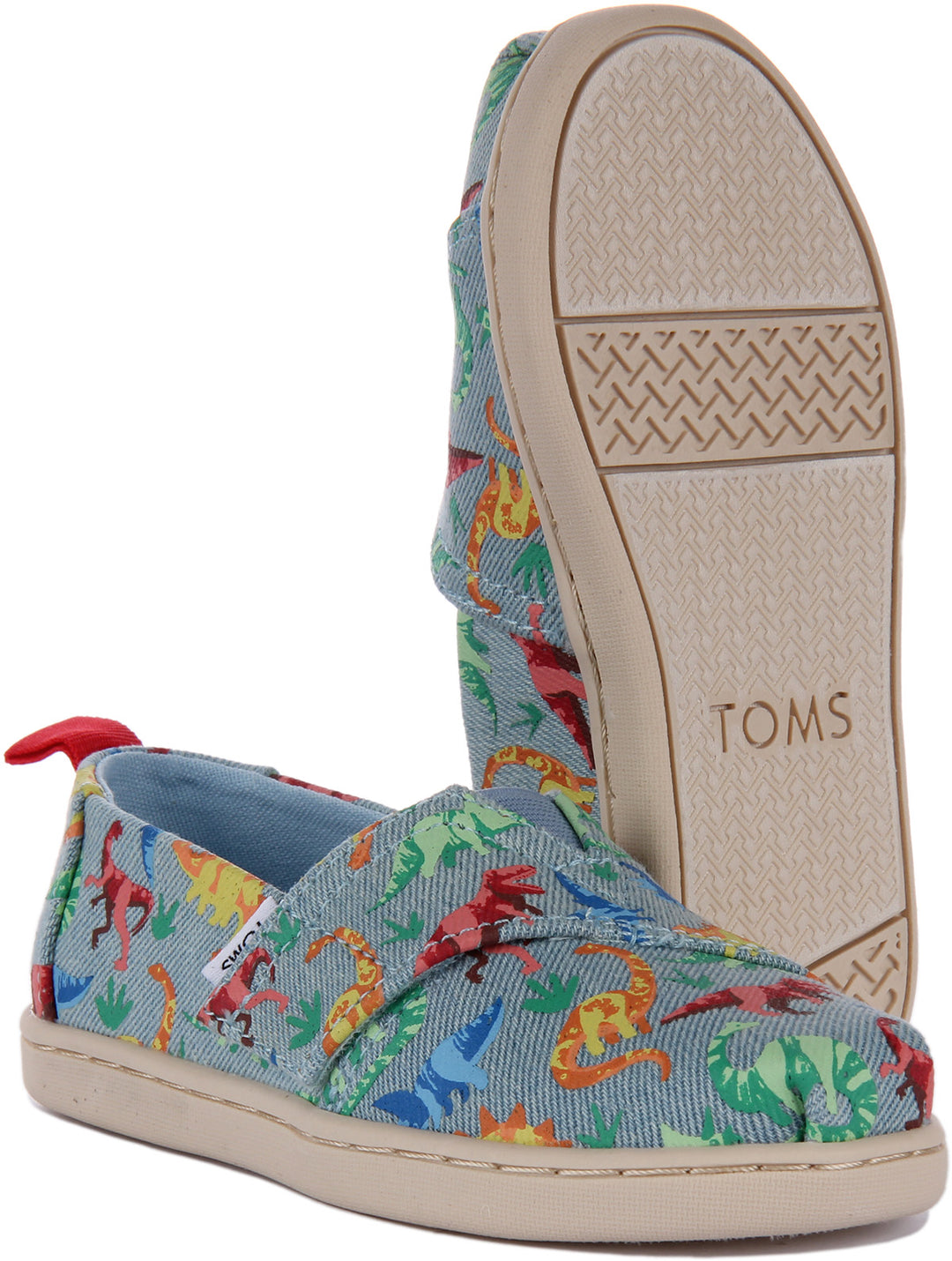 Toms Tiny Alpargata In Blue Dinosaurs For Infants