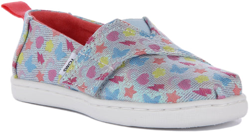 Toms Tiny Alpargata Espadrilles en toile imprimée glimmer charms pour bébé en bleu multi