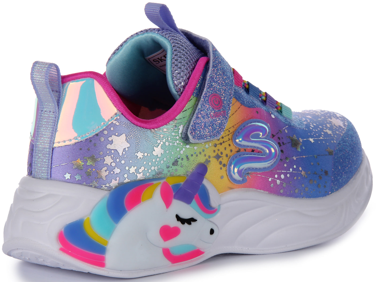 Skechers ilumina Unicorn Dream en Blue Multi para ninos Zapato de brillo 4feetshoes