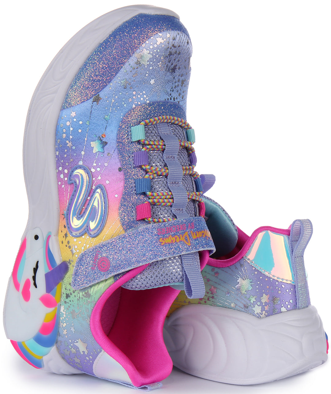Skechers Lights Up Unicorn Dream In Blue Multi For Kids Glitter