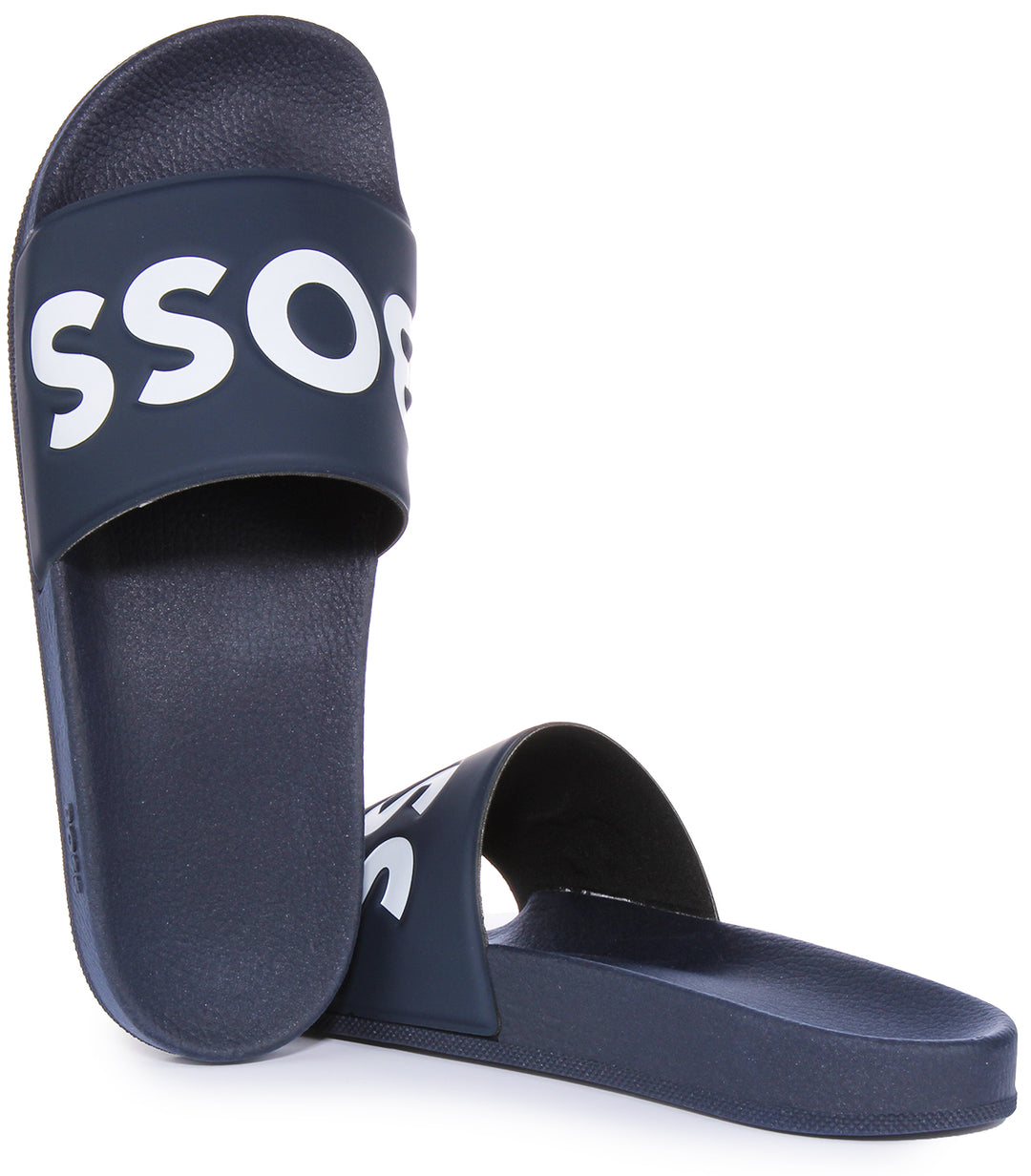 Boss Aryeh Rblg Sandalia deslizante de PVC con correa con logotipo para hombre en azul blanco