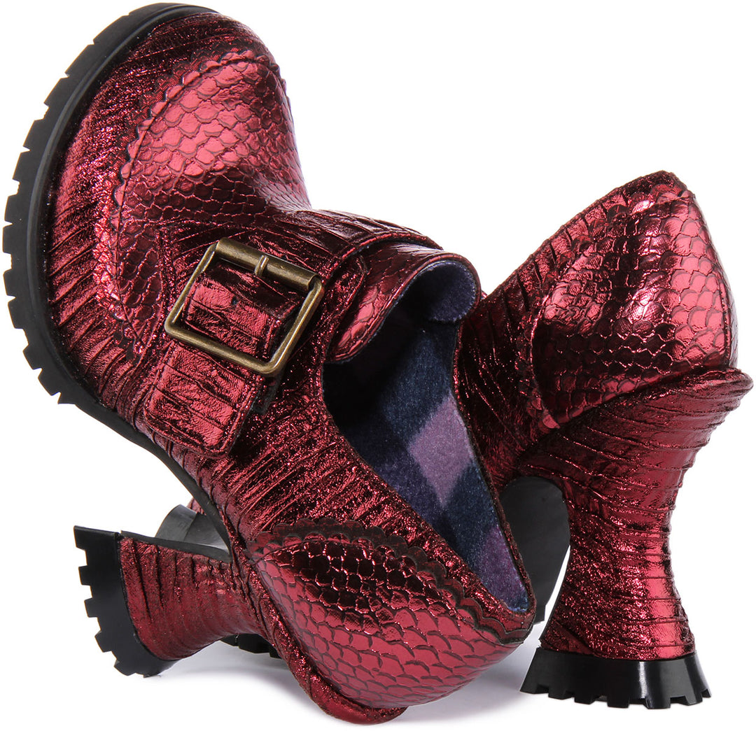 Irregular Choice Step To It Zapatos de tacón curvo para mujer en bordeaux